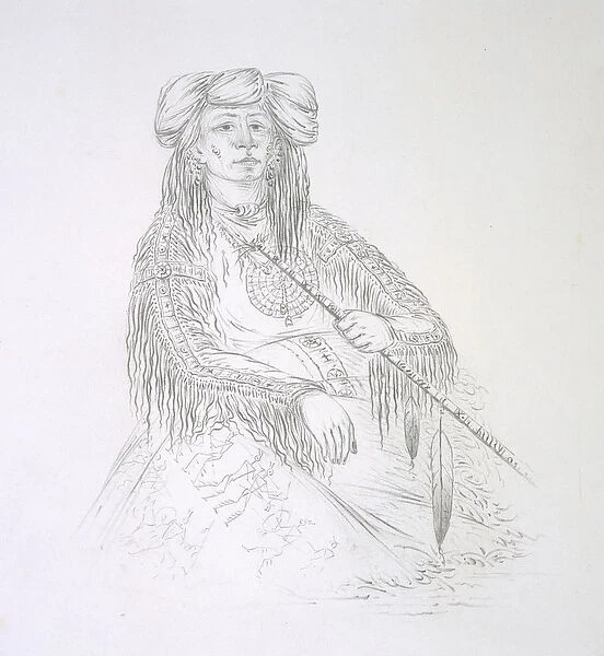 Ha-wan-je-tah (The One Horn) 1852 (pencil on paper)