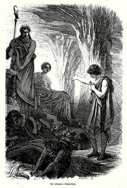 Hades, ruler of the Underworld in Greek mythology, and his wife Persephone (engraving)