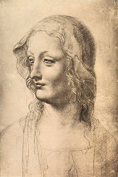 Head of a young woman, drawing by Leonardo da Vinci, Gabinetto dei Disegni e Stampe, Uffizi, Florence