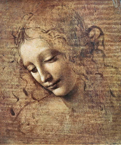 Head of a Young Woman with Tousled Hair or, Leda (gouache on wood)
