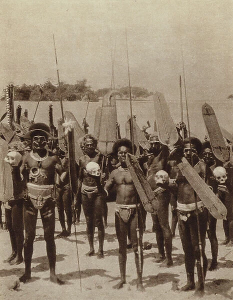 Headhunters of the Solomon Islands (b  /  w photo)