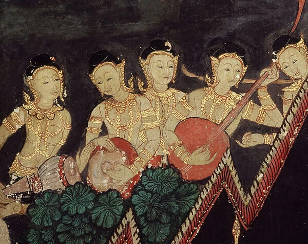 Detail of heavenly musicians (wall painting)