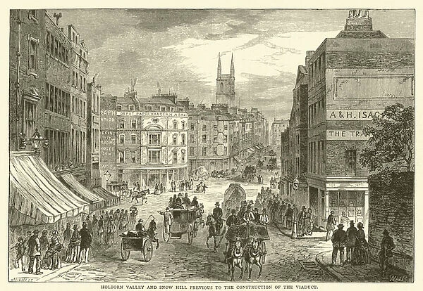 Holborn Valley and Snow Hill previous to the construction of the Viaduct (engraving)