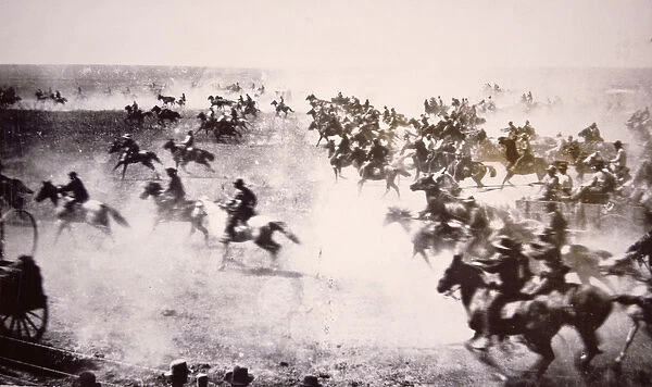 Homesteaders rushing into the Cherokee Strip, 16th September 1893 (b  /  w photo)