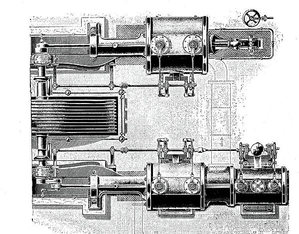 Horizontal triple-expansion steam engine with Elsner control from the Goerlitz machine factory