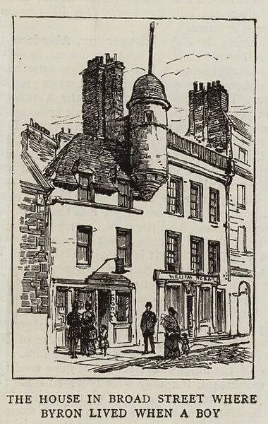 The House in Broad Street where Byron lived when a Boy (engraving)