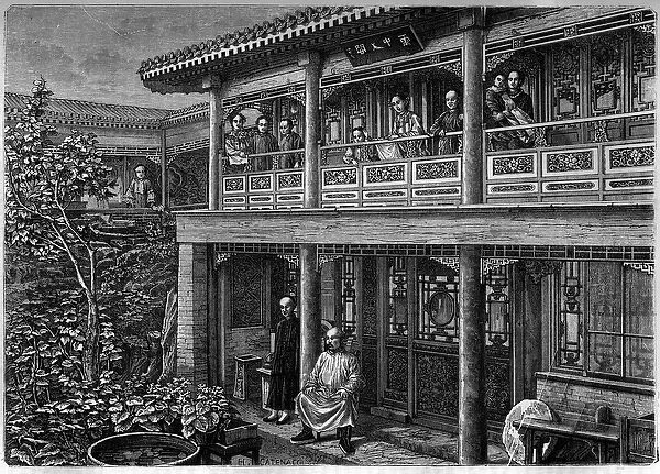 House of a wealthy Chinese negociant;Engraving in 'The Youth Journal'