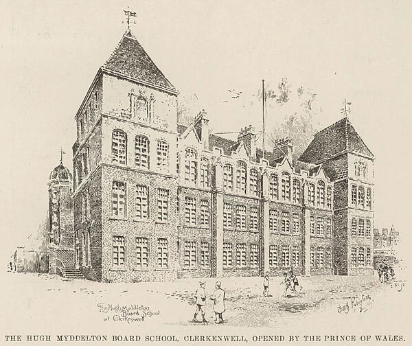 The Hugh Myddelton Board School, Clerkenwell, opened by the Prince of Wales (engraving)