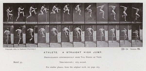 The Human Figure in Motion: Athlete, a straight high jump (b  /  w photo)