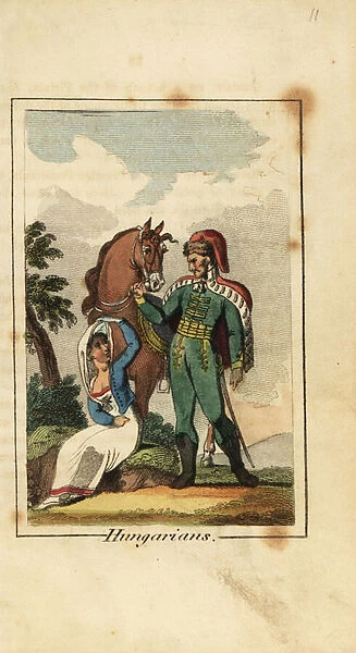 Hungarian Hussar with woman wearing a veil, 1818