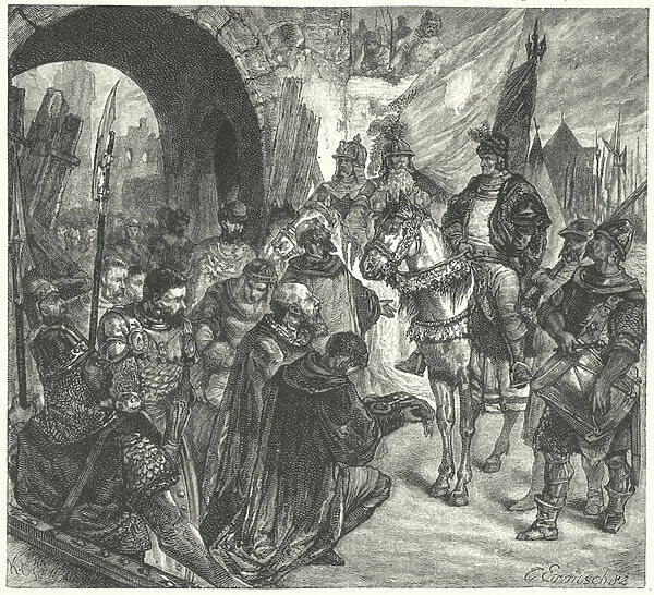 The Hussite general Prokop the Great before Naumburg, 1432 (engraving)
