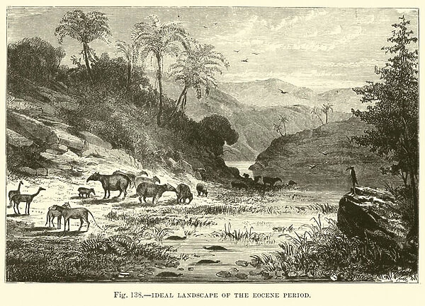 Ideal Landscape of the Eocene Period (engraving)