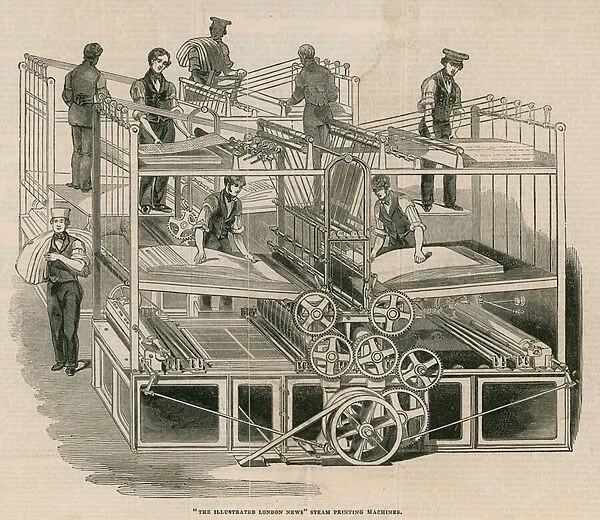 The Illustrated London News steam printing machines (engraving)
