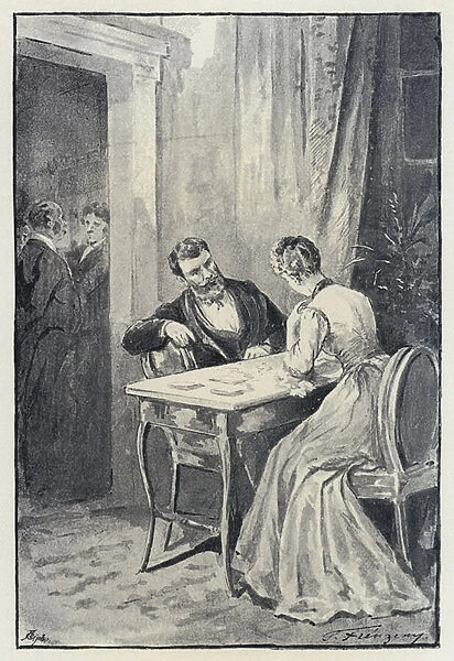 Illustration for Anna Karenina: Levin proposes to Kitty (litho)