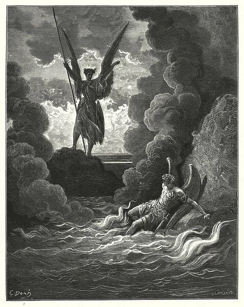 Illustration by Gustave Dore for Miltons Paradise Lost, Book I, lines 221, 222 (engraving)