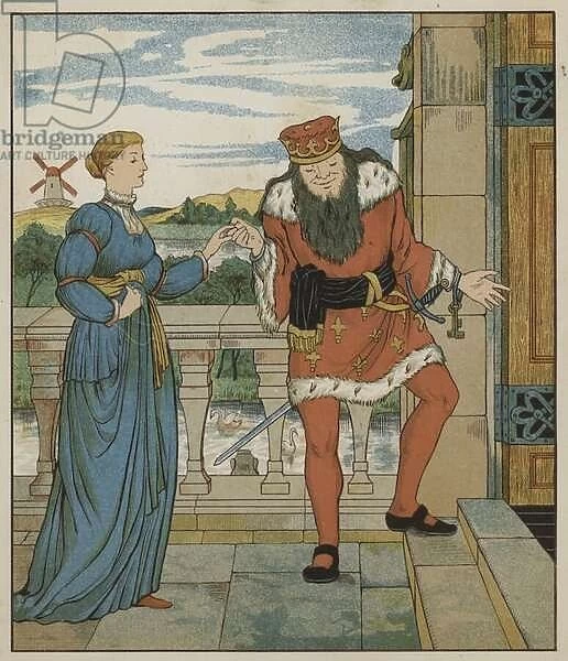 Illustration for Rumpelstiltskin by The Brothers Grimm (colour litho)