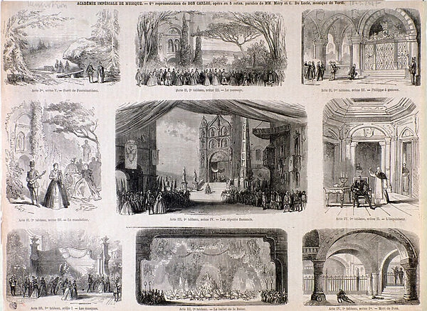 Illustrations for Don carlo opera by Giuseppe Verdi, 1857