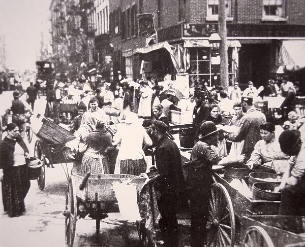 Immigrants on Mulberry Street, Lower East Side, New York City, c. 1900 (b  /  w photo)