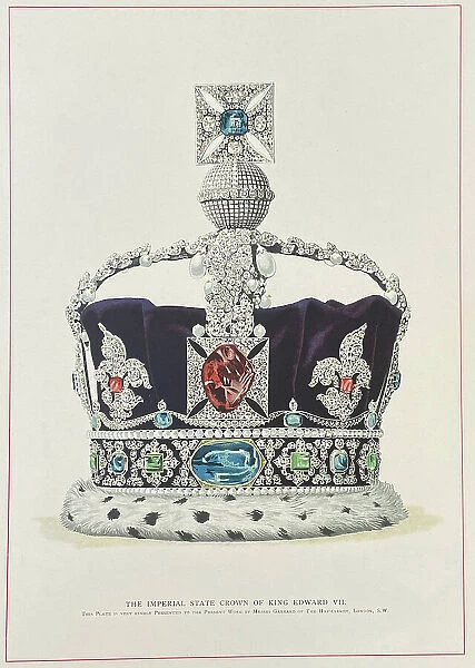 The Imperial State Crown of King Edward VII (colour litho)