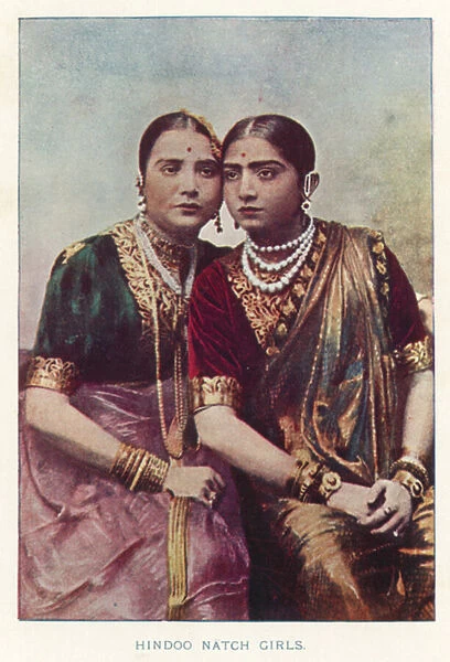 Indian Natives: Hindoo Natch Girls (coloured photo)