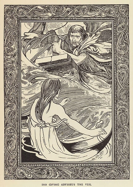 Ino giving Odysseus the veil (engraving)