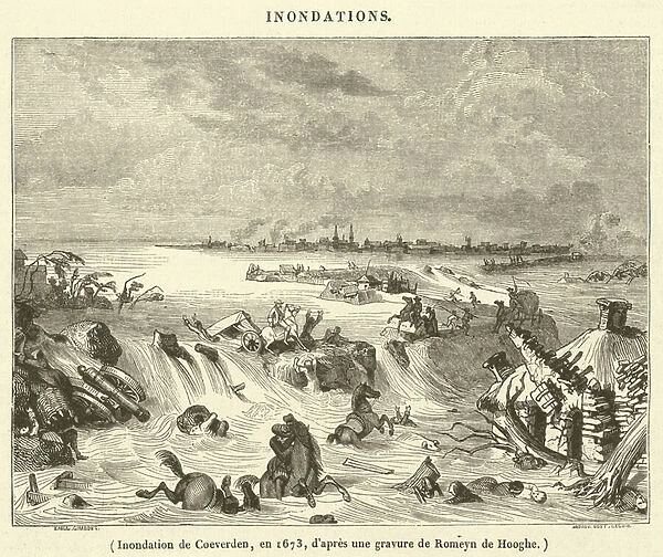 Inondation de Coeverden, en 1673 (engraving)