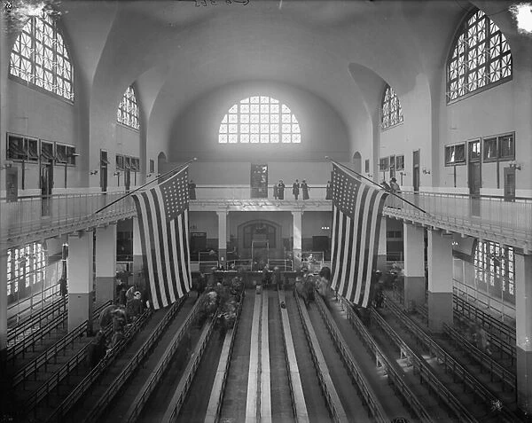 Inspection Room, Ellis Island, New York City, c. 1910 (b  /  w photo)