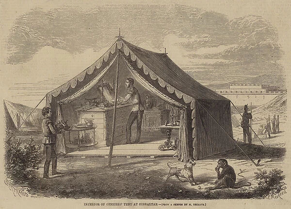 Interior of Officers Tent at Gibraltar (engraving)