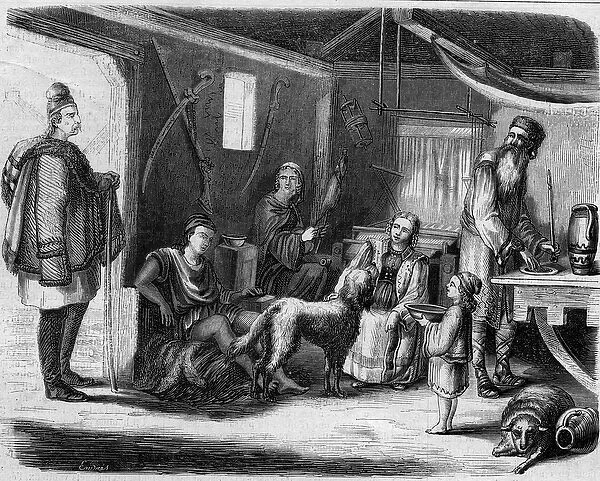 Interior of a Serbian peasant house in the vicinity of Belgrade in 1859