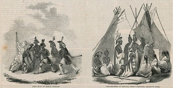 Ioway Indian encampment, Lords Cricket Ground (engraving)