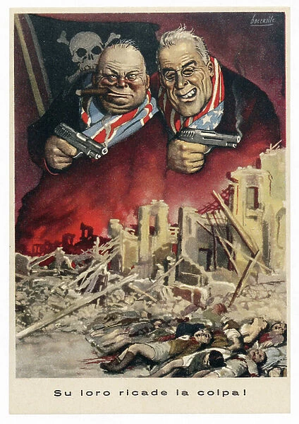 Italian Propaganda Poster 'Su loro ricade la colpa!' pub. 1939-45 (Colour litho)