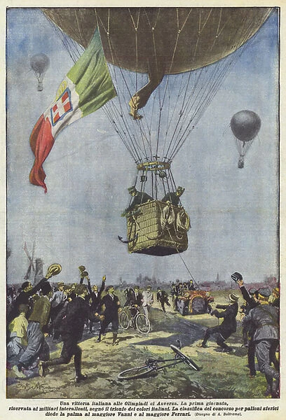 An Italian victory at the Antwerp Olympics (colour litho)