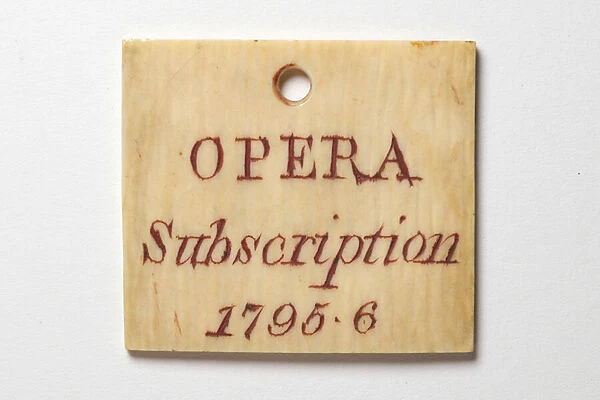 Ivory pass for Kings Theatre and Opera House, London Haymarket, 1795 (ivory)