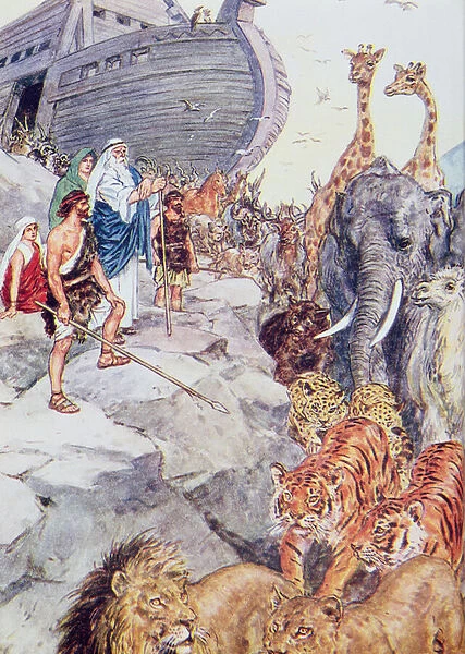 Jehovah told Noah to come down from the ark, illustration from