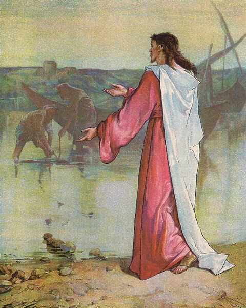 Jesus Calling his Disciples (colour litho)