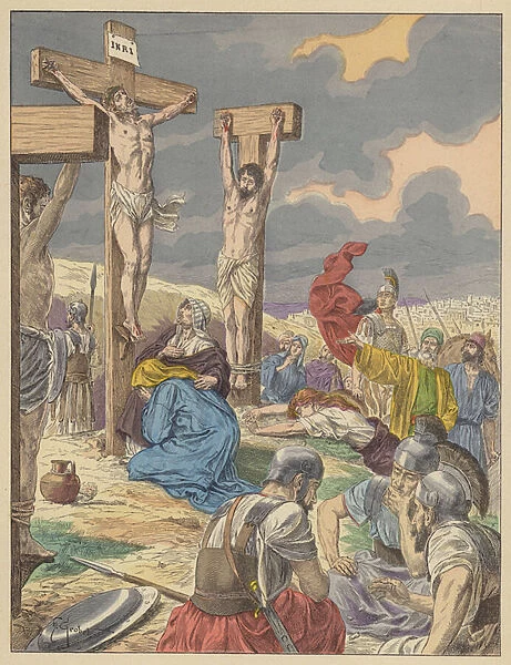Jesus Christ, Crucifixion (colour litho)