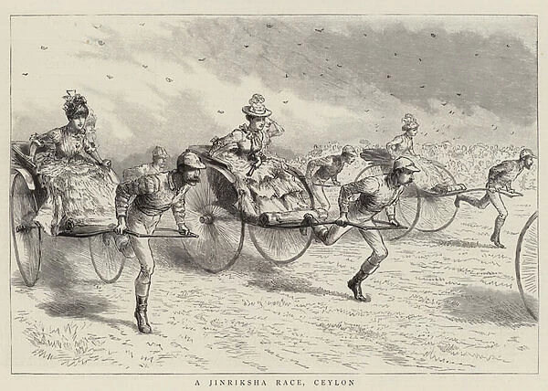 A Jinriksha Race, Ceylon (engraving)