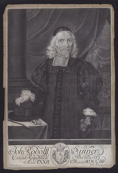 Johann Rudolf Sinner, Swiss politician and Schultheiss of Bern (engraving)