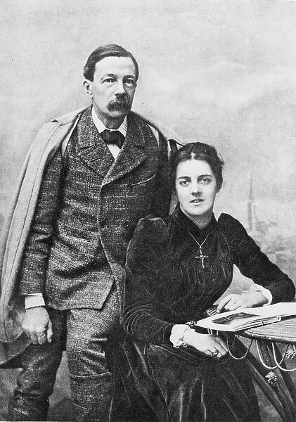 John Addington Symonds (1840-93) and His Daughter, 1891 (b  /  w photo)