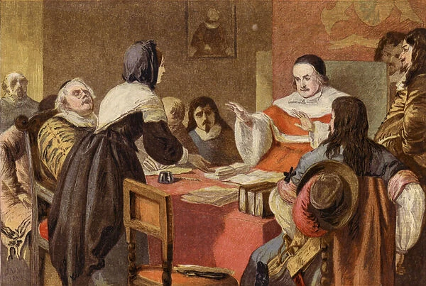 John Bunyans wife pleading to Sir Matthew Hale for her husbands release from Bedford gaol (chromolitho)