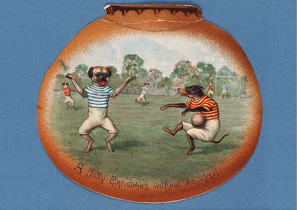A Jolly Christmas Without an Upset!, Christmas card depicting a football match