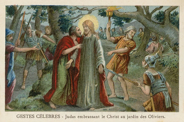 Judas kissing Christ in the Garden of Gethsemane (chromolitho)