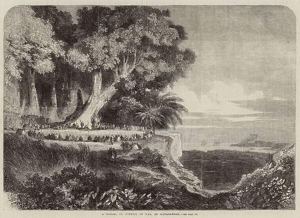 A Kabar, or Council of War, in Madagascar (engraving)