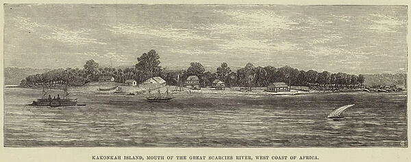 Kakonkah Island, Mouth of the Great Scarcies River, West Coast of Africa (engraving)