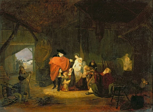 The Kindness of Louis XVI (1754-93) during the Winter of 1784, 1785 (oil on canvas)