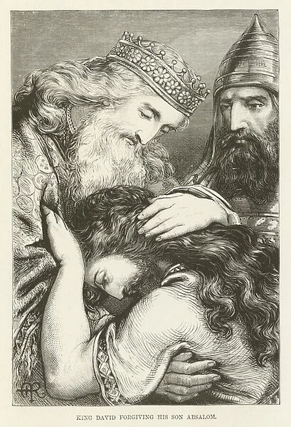 King David forgiving his son Absalom (engraving)