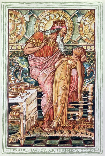 King Midas and his Daughter Turned to Gold, illustration from '