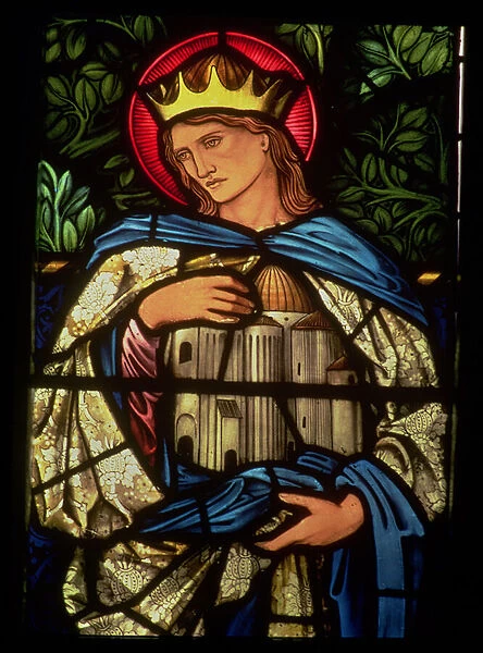 King Solomon holding the temple, 1890 (stained glass)