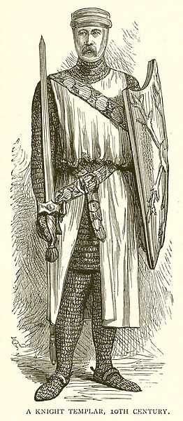 A Knight Templar, 10th Century (engraving)