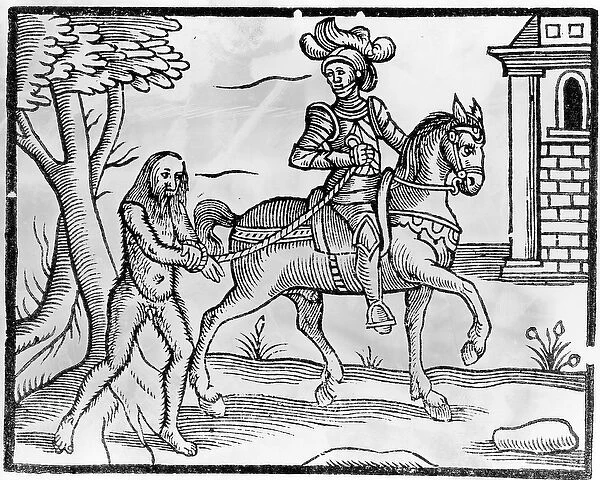 A Knight and A Wildman, c. 1520-50 (woodcut)